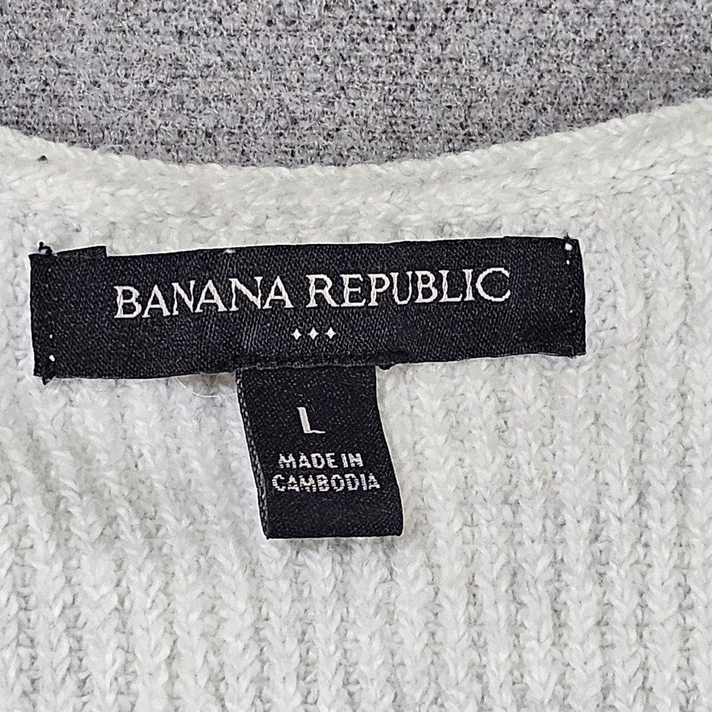Banana Republic Women's V-Neck Midi Sweater Dress Gray Sz Large Long Sleeve - Picture 2 of 11